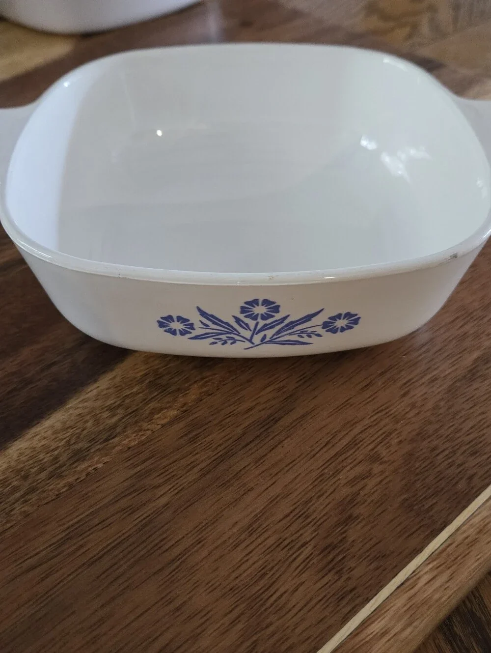 Corning Ware 1-quart square casserole dish in the classic Blue Cornflower